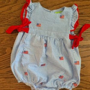 American Flag Toddler Girl Bubble Romper | 3T